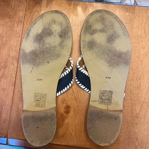 Jack Rogers Navy Contrast Toe Slip On Leather Thong Sandals Size 9.5M - Picture 4 of 4